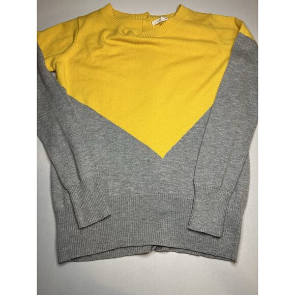 41 Hawthorne Women’s Color Block Sweater Yellow/Gray Buttons On Back Size Small - Picture 6 of 6